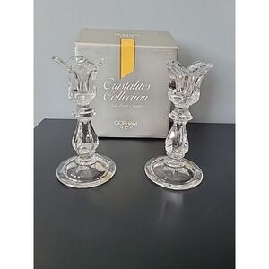 Gorham Crysal Pair Of Candlesticks. Crystalites Collection. West Germany NIB